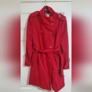 Nygard Collection Red Button Front Wool Blend Coat Blazer